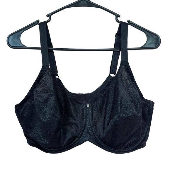 Lilyette 400 Full Figure Mesh Minimizer Bra Black 40D Underwire Adjustable Strap - Picture 1 of 10